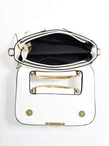 女士优雅鳄鱼压纹单肩包 - 轻巧大容量多功能斜挎包/手提包，磁扣设计，金色金属配件和可调节肩带，适合女孩、女士、大学生、新人和白领，适合休闲和正式场合（白色、卡其色、粉色、蓝色、黑色），鳄鱼皮钱包 - 白色 - 查看 3