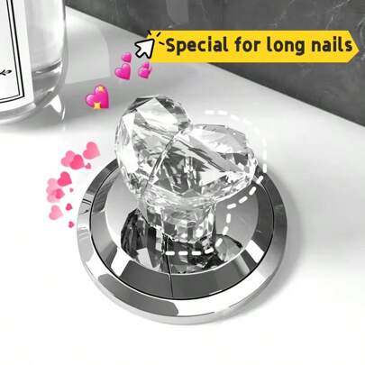 1pc Heart-Shaped Toilet Press, Toilet Tank Button, Toilet Press, Creative Heart-Shaped Button For Flushing, Diamond Toilet Press, Long Nail Art Toilet Press, Universal Bathroom Flushing Wonder, Lid Lift Assistant, Toilet Seat Cover, Drawer Handle, Cabinet Door Handle, Refrigerator Handle, Toilet Lid Lift