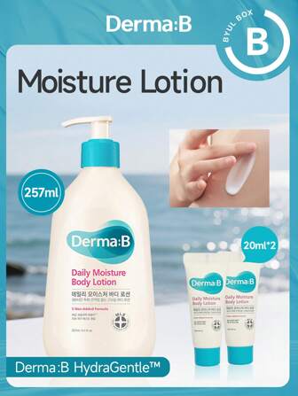 DERMA:B DermaB 每日保湿身体乳 257ml + 2x20ml 旅行装 | 100 小时保湿，MLE 屏障技术，无香精
