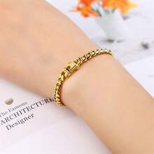 1pc 6mm/8mm/10mm/12mm/11mm/13mm Wide Stainless Steel Shiny Chain 18K Gold Color Hip Hop Style Nightclub Rock Thick Vintage Cuban Link Punk Bracelet, Great Birthday Gift For Men - Gold - View 19