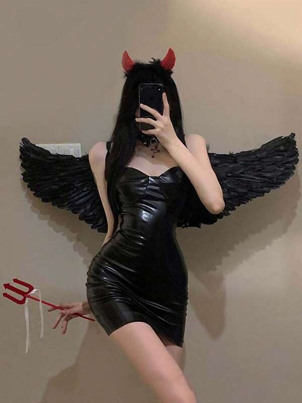Set de 3 piezas: Alas de plumas de ángel, diadema, varita mágica, accesorios de disfraz para fiestas, obras de teatro, fiestas de disfraces y otras ocasiones