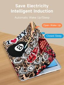 豹纹拼接图案平板电脑保护套,兼容 iPad Mini 4/Mini 5/Mini 6/Air 第五代 (2022)、Galaxy Tab A9 Plus 10.95 英寸、MatePad 10.4 英寸,带 Apple Pencil 插槽/防摔/自动休眠/唤醒功能 - 彩色 - 查看 5