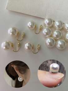 Artifical Pearl Hypoallergenic Fake Ear Cuff Earrings Earring Studs Ear Clips For Men Women CZ Clip On Earrings Stainless Steel Non Pierced Earring Jewelry