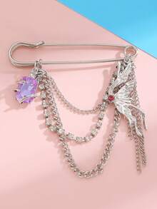 1pc Star, Four-Pointed Star, Heart Crystal, Flower, Cross, Butterfly Element Vintage Style Brooch Pin, Suitable For Daily, Party, Festival Decoration And Wear - Multicolor - View 9