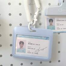 Milk Blue Card Sleeve Slide-Cover Keychain Card Holder, Meal Card DIY Cute Card Sleeve,For School Supplies,Back To School - Multicolor - View 3