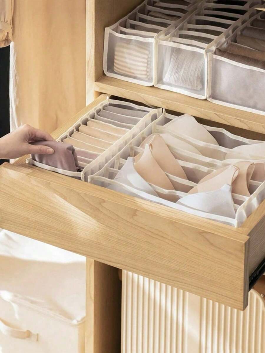 1/3pcs Clothing Storage Organizer, Cabinet Drawer Divider, Bedroom Drawer Storage Box, Wardrobe Organizer, Foldable Drawer Organizer, Underwear Drawer Divider For Bras, Panties, Socks And Clothes