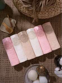 Made In Turkey – 6-Piece Premium Quality Hand & Kitchen Towel Set | 30x50 Cm | Soft & Elegant | Ideal For Bridal Dowry - Rose Red - View 1