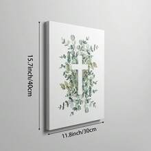 1pc Cross Eucalyptus Leaf Wall Art Picture Scripture Christian Prints Canvas Paintings Bible Poster Green Religion Minimalist Decor For Home, Kitchen, Laundry Wall Decor Gift For Her No Framed Or Framed - Multicolor - View 12