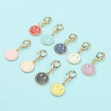 9 件/18 件混色欢乐脸珐琅吊坠配合金龙虾扣钥匙扣 - 非常适合背包、手机壳、包袋配件和汽车后视镜饰物、钱包配件