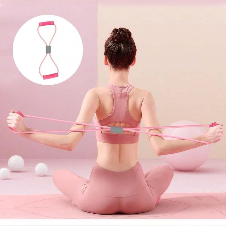 Saludea Resistance Band, 2 CountS With Handles Figure 8 Resistance Band, Yoga Gym Fitness Pulling Rope For Full Body Workout Arms Shoulders Back Legs And Buttocks (Pink) - 1 - 查看 5