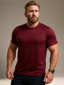 Dry Fit Gym T-Shirt Plus Size Long Sleeve UV Sport Physical Activity Quick Dry - Màu Đỏ Sâu - Xem 1