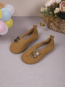 2025秋冬开学季软皮平底休闲乐福鞋，秋季儿童简约时尚一脚蹬平底鞋 - 棕色 - 查看 6