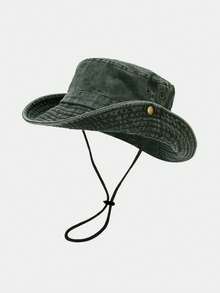 1PC Solid Color Wide-Brimmed Bucket Hat Casual Sports Sun Hat Adjustable Bucket Hat Outdoor Sports Gift - Khaki - View 10