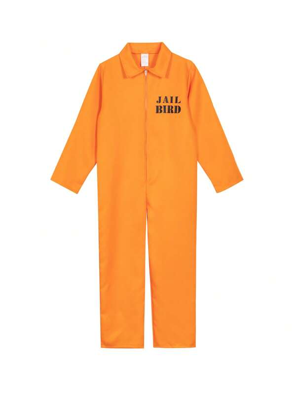 1 pieza Traje de preso naranja para adultos, disfraz de convicto para Halloween y actuaciones