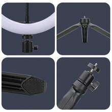 TOKQI 10 英寸 LED 自拍环形灯带桌面三脚架，用于化妆/直播的圆形灯，桌面相机 LED 环形灯带三脚架和手机支架，用于直播/摄影/视频录制/视频博客