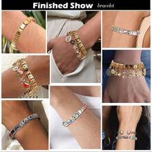 Papasgix Italian Charm Bracelet Charms Set Charm Brascelets 9mm Assorted Italian Charms Bracelet Jewelry Gifts(Gold Blue)A Valentine's Day F3L6 - 1 - 查看 6