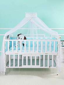 1 件床罩蚊帐，宫廷风格圆形圆顶可折叠蚊帐，适用于婴儿车、婴儿床、床和便携式迷你婴儿床的完美蚊帐（仅蚊帐）