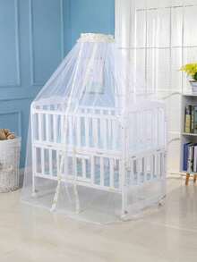 1 件床罩蚊帐，宫廷风格圆形圆顶可折叠蚊帐，适用于婴儿车、婴儿床、床和便携式迷你婴儿床的完美蚊帐（仅蚊帐）