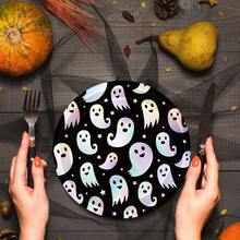 10pcs/20pcs/40pcs/50pcs/Set, Piring Pesta Sekali Pakai Halloween Pelangi Hitam, Piring Kertas Laser Hantu Perak, Piring Holografik Berubah Warna untuk Perlengkapan Dapur Horor, 9 Inci x 7 Inci - Tipe B Hitam - View 7