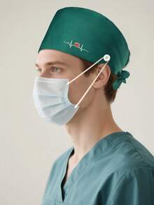 1 buah Topi Kerja Dokter Gigi Bordir, Unisex, Cocok untuk Panti Jompo, Salon Kecantikan, Topi Elastis yang Dapat Dicuci dengan Kancing, Sepanjang Musim - MultiWarna - View 3