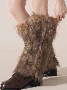 Women's Faux Fur Warm Legs, Fashionable Leg Warmers, Y2k, Cozy - Multicolor - View 4
