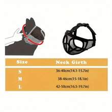 可调节法国斗牛犬口套，带舌头伸出设计 - 透气尼龙网，佩戴舒适，防止进食、咬人、舔人 - 非常适合梳理和遛短鼻子犬，如西施犬、哈巴狗、英国斗牛犬，宠物散步装备|安全贴合口套|尼龙口套，小型犬用狗口套