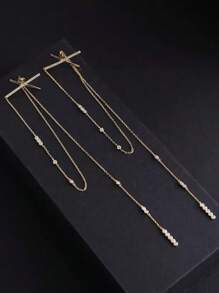 1 Cercei lungi la modă cu ciucuri, de lux, cu cruce galbenă aurie, micro-încrustată cu zirconiu, cercei pentru femei, model zână, frumusețe, petrecere, vacanță la mare, asortați, pot fi oferiți prietenilor la o întâlnire, cadou de ziua de naștere.