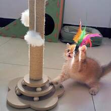 Large Cat Tree Scratching Post Pet Climbing Tower 46*24CM With Column Turntable - Wood Color - View 6