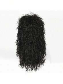 Men And Women Long Curly Brown Gradient White Wig 70s 80s Rocker Mullet Party Funny Wig Costume Wig - màu đen - Xem 4