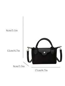 Women's Fashion Casual Versatile Color Block Dumpling Shaped Tote Bag, Minimalist Nylon Square Handbag, Vintage Style Shoulder Bag With Detachable Strap, Suitable For Teenagers, College Students, Young Professionals, Office, Campus, Work, Business And Commuting - Black - View 12