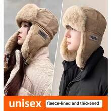 1 件复古温暖捕兽帽，毛绒多功能冬季狩猎帽，带护耳