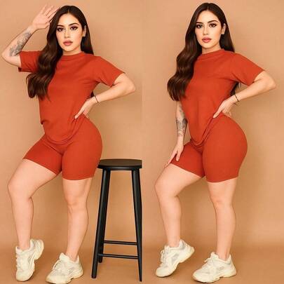 CONJUNTO 2 PIEZAS: BIKER + PLAYERA OVERSIZE