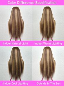 12 英寸无胶直发鲍勃拜拜结 13x4 4*4 5x513*6 蕾丝前假发混合人发混合预拔隐形结 3S 可直接佩戴短款挑染 4/27# 鲍勃混合假发混合人发和合成耐高温纤维假发预剪 180% 密度适合女性日常使用