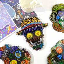 4pcs Skull Coaster Resin Molds, Epoxy Resin Concrete Cement Skull Silicone Molds, Ghost Resin Molds, Gothic Decor Candle Holders For Halloween Party Bar DIY Crafts Home Decor Halloween Decor Room Decor