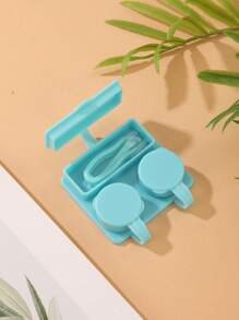 XIANG YU 新款可爱卡通隐形眼镜盒，便携式防漏紧凑型镜头伴侣盒，双隔层，非常适合旅行和家庭使用时浸泡和存放隐形眼镜。 - 簡約純色 - 查看 10