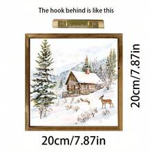 1 pieza Cuadro de madera con diseño de reno de 20x20cm - Letrero rústico de granja navideña, decoración nórdica hecha a mano para sala de estar y dormitorio, regalo de estilo cabaña acogedora para ella, decoración del hogar, decoraciones navideñas, decoración de habitación de invierno