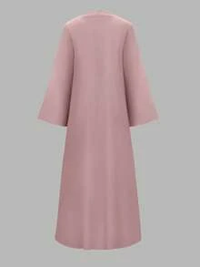 ANCHOSE Women's Middle Eastern Elegant Sleeveless Maxi Dress And Bowknot Long Cardigan Two Pieces Set - Baby Pink - View 3