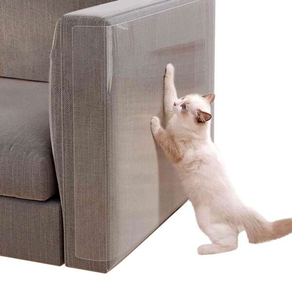 1 pezzo Nastro antistrappo per gatti trasparente - Protettore per mobili in PVC impermeabile, pellicola sandwich biadesiva per divani e poltrone reclinabili, protezione per graffi di animali domestici da interni, accessori moderni per gatti | Nastro antistrappo in PVC