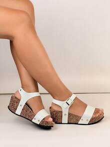 Comfortable, Fashionable And Elegant Platform Strap Sandals - White - View 2