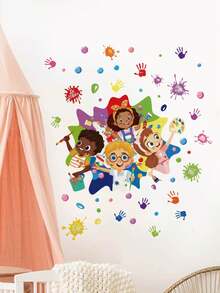 2 件/1 件墙贴 - [儿童彩虹涂鸦] PVC 自粘式可移除墙贴，适用于托儿所、儿童房、游戏室或教室 - 适合任何空间的可爱创意墙面装饰