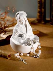 圣母玛利亚雕像（1件），圣母玛利亚母亲雕像，天主教念珠架，天主教女性礼物 - 彩色 - 查看 10