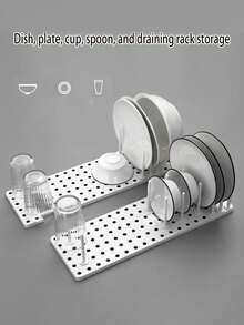 2pcs/1pc Kitchen Drawer Non-Slip Separating Bowl Dish Plate Storage Draining Rack, Multi-Functional Portable Slot-Style Organizer Shelf, Home Use Separable Free Combination Rack - 2PC - View 9