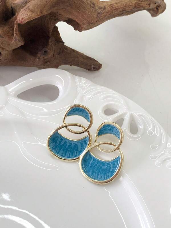 2 paia di eleganti orecchini ad anello blu retrò per donne, gioielli adatti per abiti, festival e feste