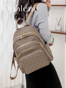 Malist Flower Embroidery Functional Backpack For Women, Business Casual Commuting Travel Backpacks, Cute Multi-Compartment Versatile Computer Daypack, Portable Campus School Bag For Junior High School And College Students, School Backpack, Elementary School, Middle School, High School, Back To School Bags, Waterproof, Lightweight, Classic Casual, Suitable For Teen Girls Women College Students, Teacher, Perfect For Back To School, First Day Of School, Middle School, High School - 灰色 - 查看 2