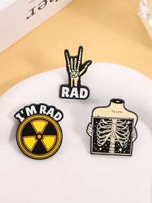 3 件 I'm RAD 骷髅胸针 创意趣味胸针 衣服背包配饰 珠宝礼物 送给朋友