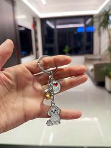 1 pièce Porte-clés mignon de dessin animé de caniche animal, accessoires de voiture de la Saint-Valentin, breloques de sac, décoration scolaire animale