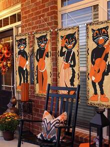 4 piezas de pinturas colgantes decorativas para fiesta de Halloween, pinturas colgantes de tela para decoración festiva, pinturas colgantes para fondo de pasillo, pinturas decorativas de Halloween, decoración de arte de pared