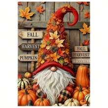 12x18 Inch Double-Sided Gnome & Pumpkin Garden Flag - Perfect For Autumn, Thanksgiving, Halloween And Christmas Decor, Durable Polyester, No Flagpole Included