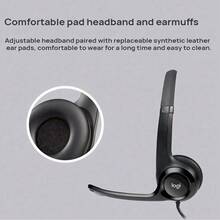 Logitech Auriculares USB H390 con cancelación de ruido, micrófono omnidireccional giratorio, control de volumen en línea, diadema cómoda y almohadillas transpirables, esenciales para centros de llamadas de clases en línea, color blanco - Blanco - Ver 7
