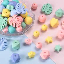 63Pcs Vibrant Pink Silicone Beads Mix - Star, Arch, Circle & Hexagon Focal/Spacer Beads For DIY Jewelry Making Kit, Keychain, Lanyard Craft Supplies (Gift Set) - Mixed Set - View 4